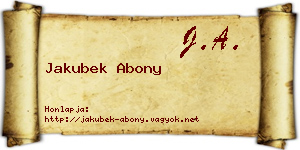 Jakubek Abony névjegykártya